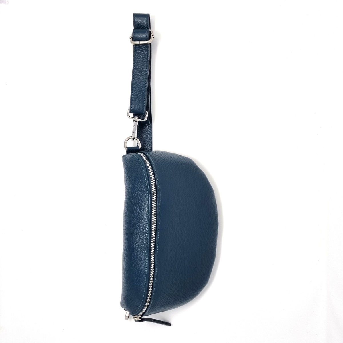 Cross-Over Body Bag in Leder - blau