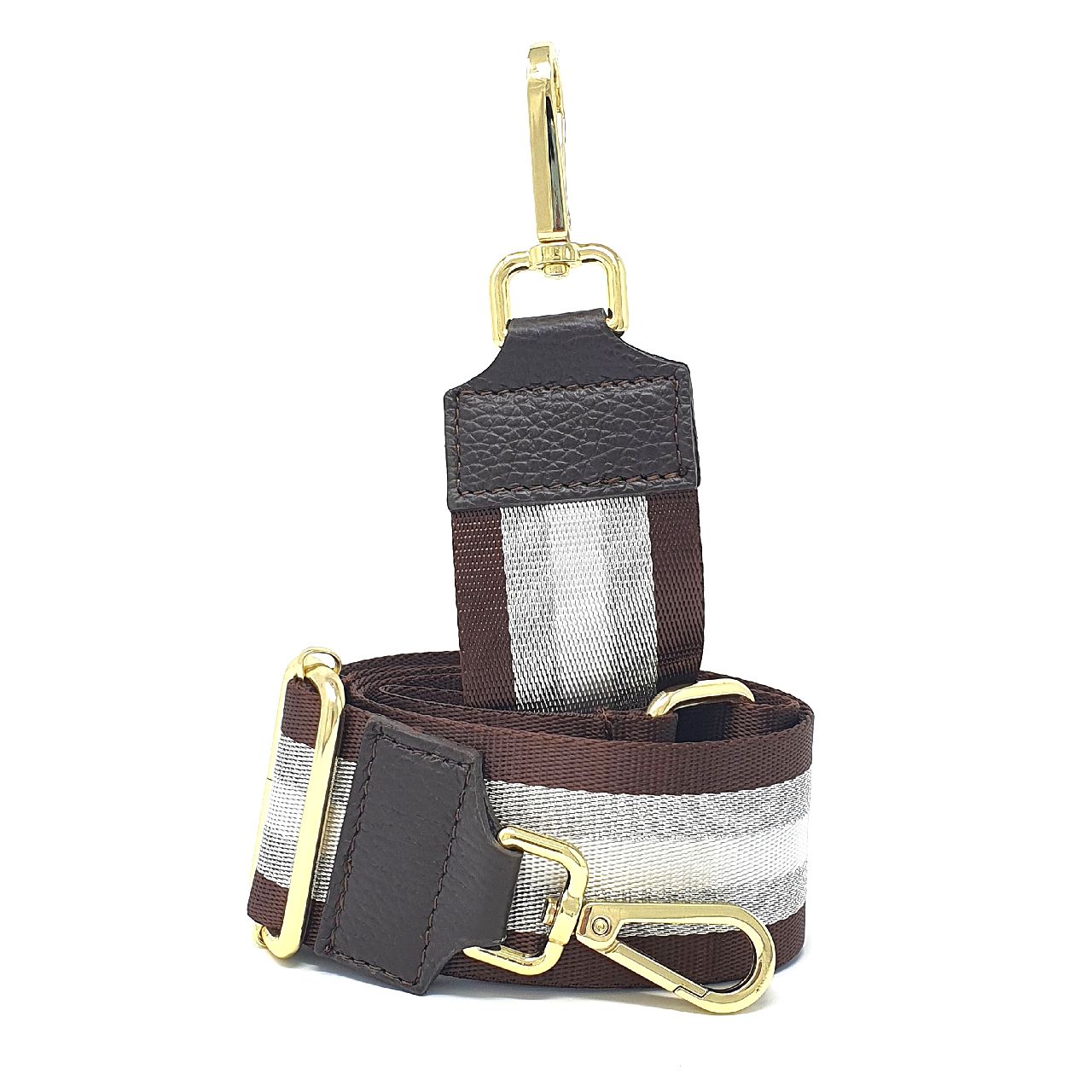 Milano Strisce longitudinali mit goldenen Karabinern dark brown