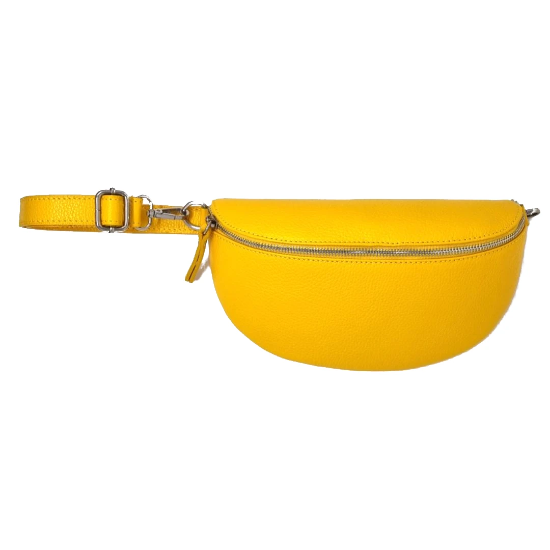 Cross-Over Body Bag in Leder - yellow