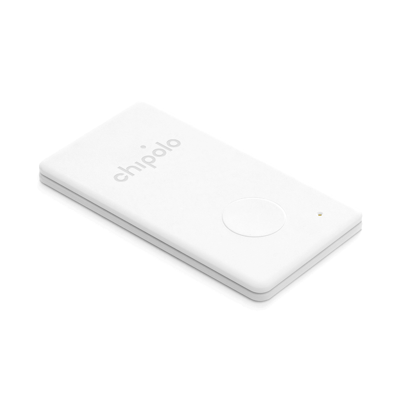 Chipolo Card, ein weißer, rechteckiger Bluetooth-Tracker für Brieftaschen