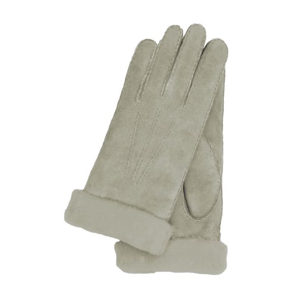 Graue Wildlederhandschuhe mit weichem Fellfutter
