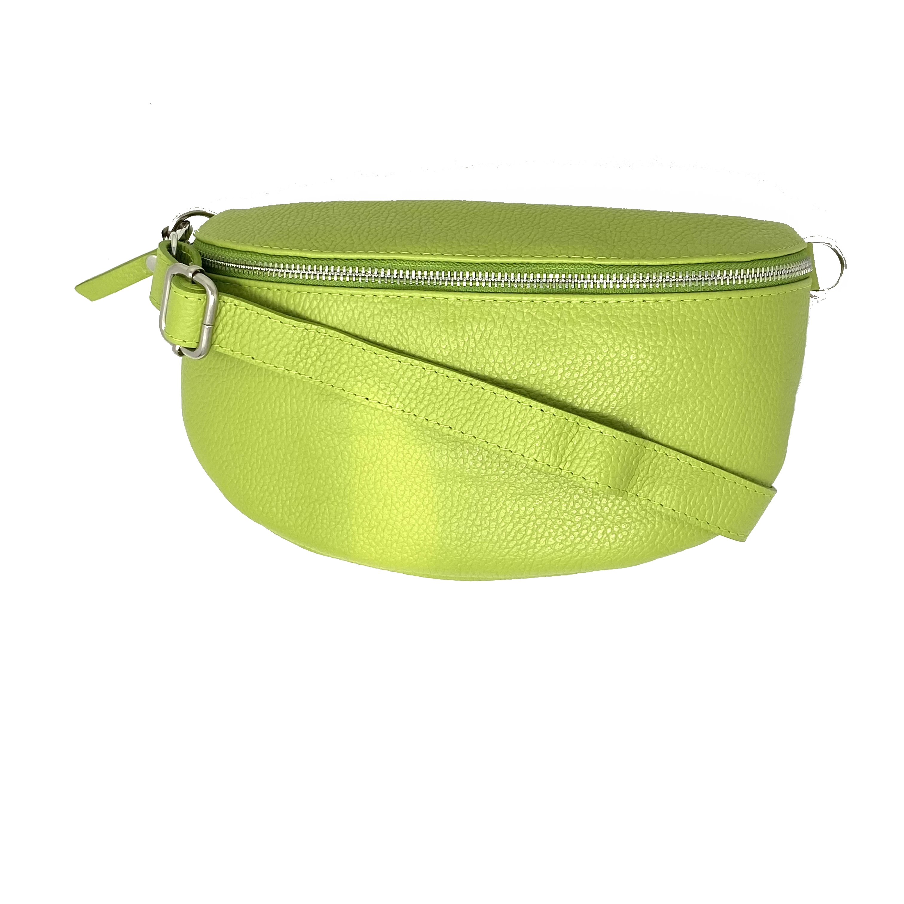 Cross-Over Body Bag in Leder - green
