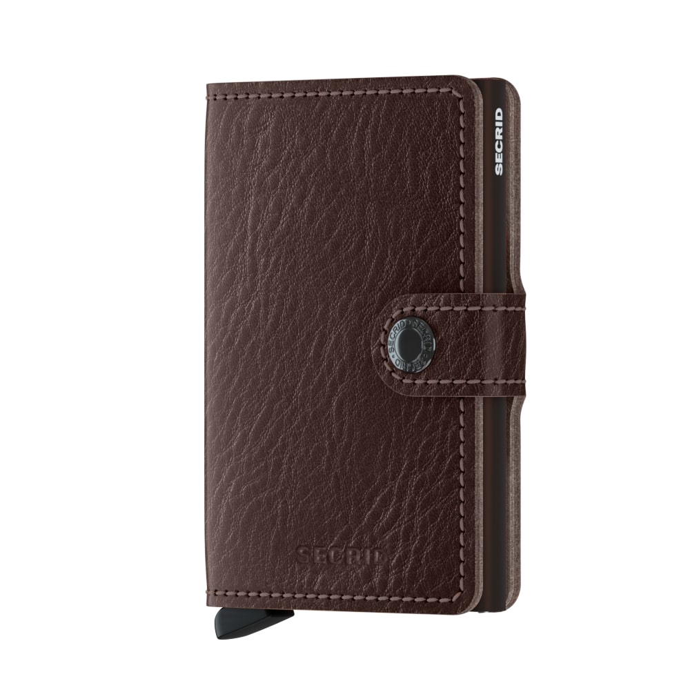 Secrid Miniwallet aus braunem Leder mit Druckknopfverschluss
